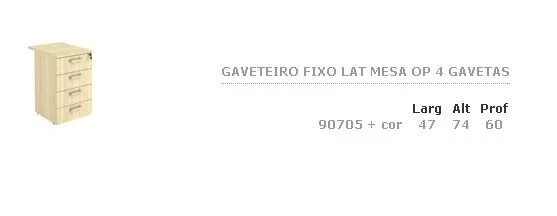 Gaveteiro Fixo Lateral Mesa op 4 Gavetas · código 116