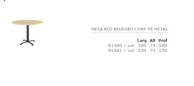Mesa  Redonda Reunião Corporativa Pé de Metal · código 128