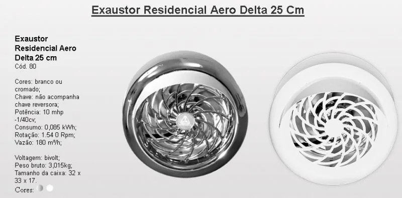 Exaustor Residencial Aero Delta 25 CM · código 83